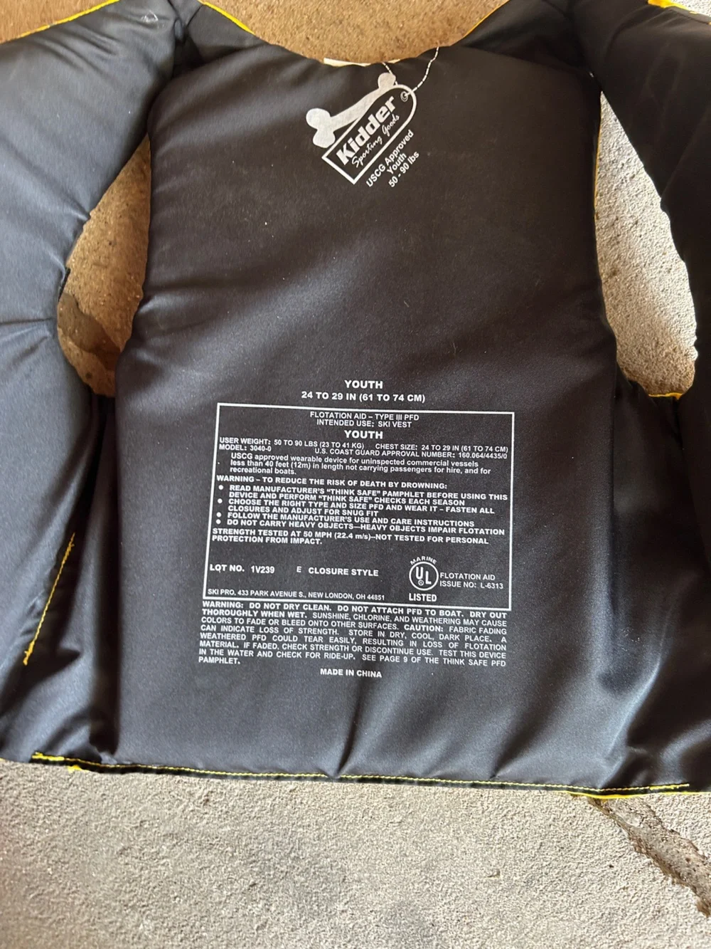 Yellow Dog Life Jacket with Black Straps